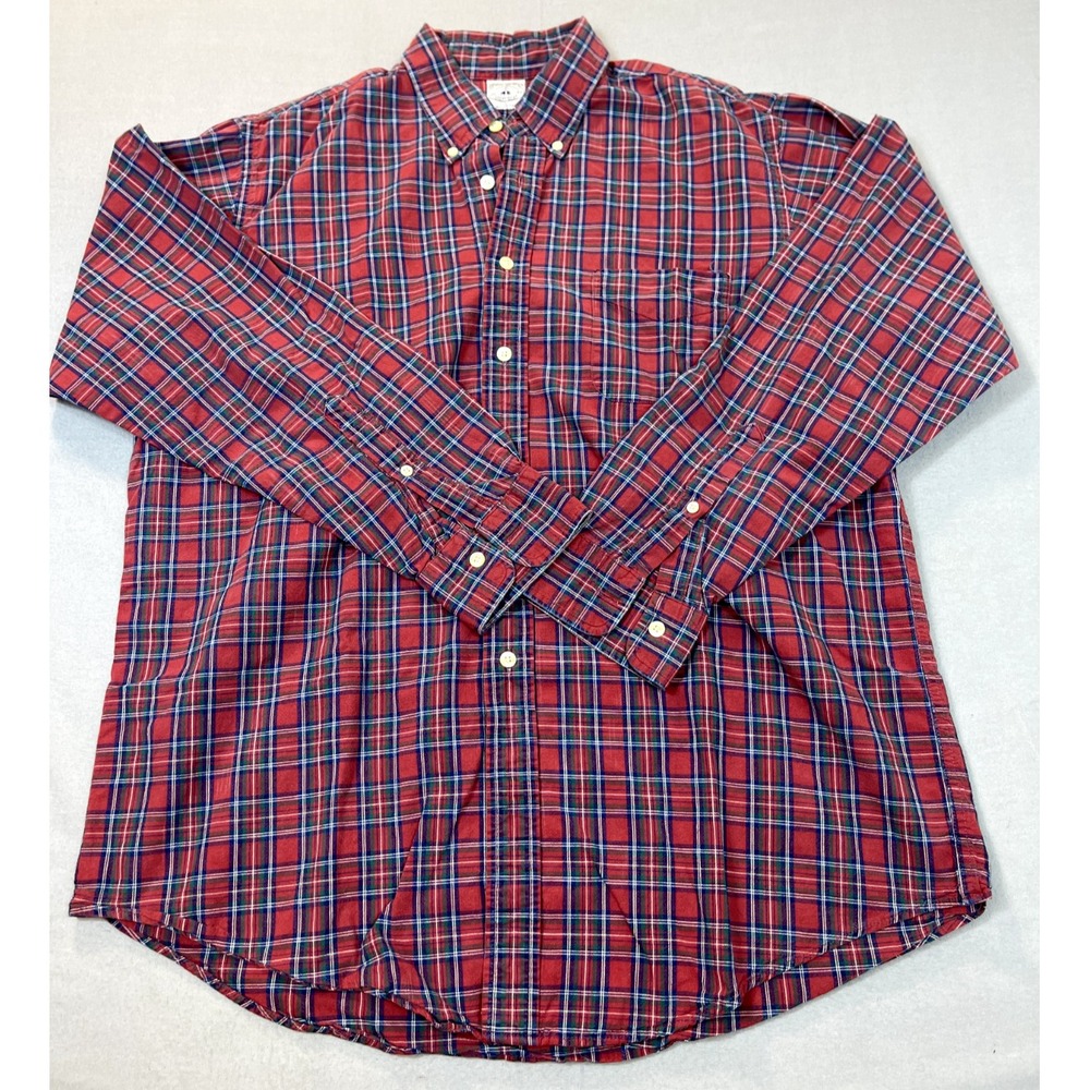 BROOKS BROTHERS Flannel Shirt Large L Red Green Blue Plaid Sport Shirt Mens
